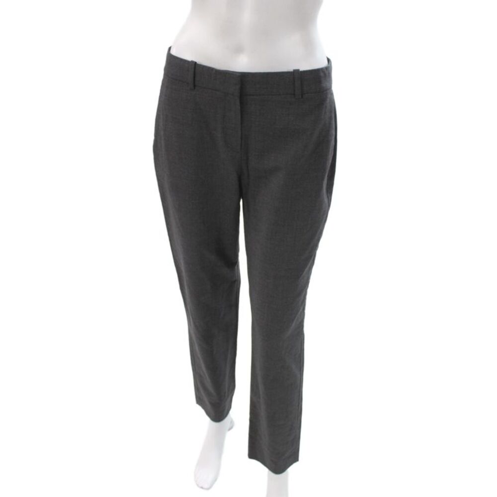 Theory Womens Dress Pants Gray Virgin Wool Button Size 4